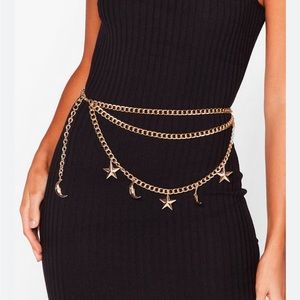 Recycled Metal Moon And Star Chain Belt